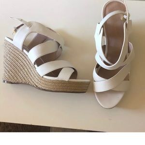 NEW BCBG Scarlet White Leather Wedges Sz 9 W